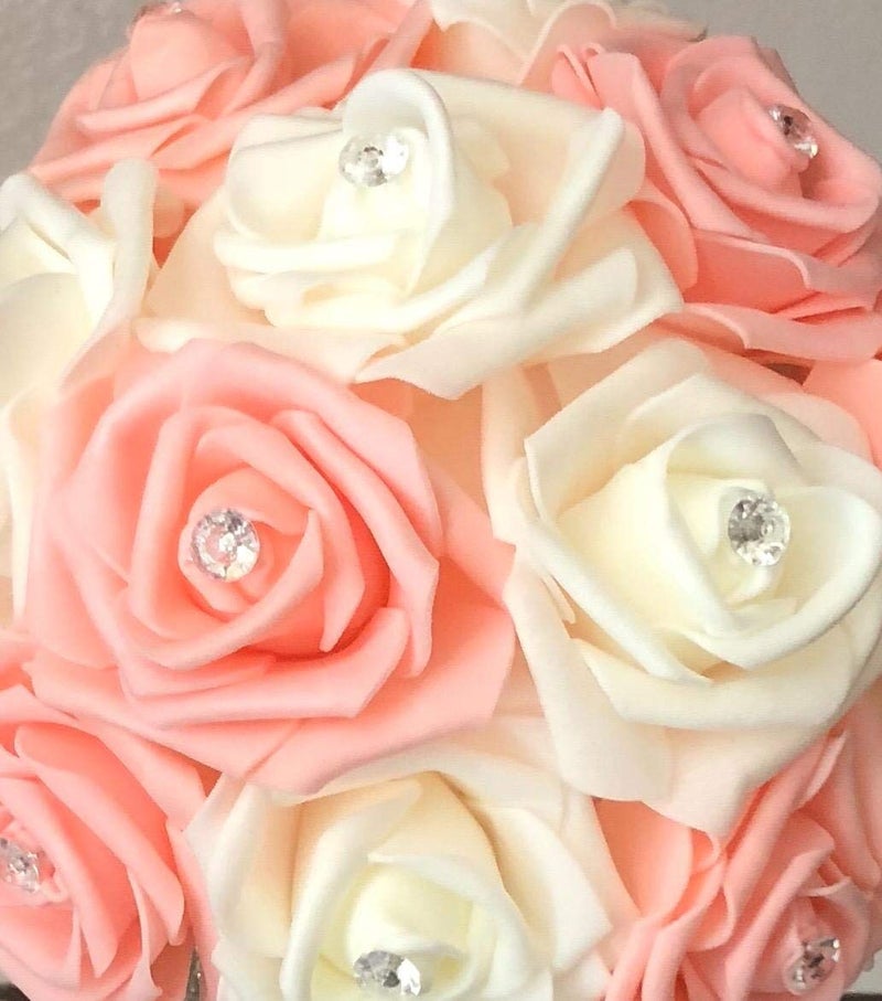 Lightingsky 3 x 1.6 x 3 inches 100pcs DIY Real Touch 3D Artificial Foam Rose Head Without Stem for Wedding Party Home Decoration (Champagne) - Image 2